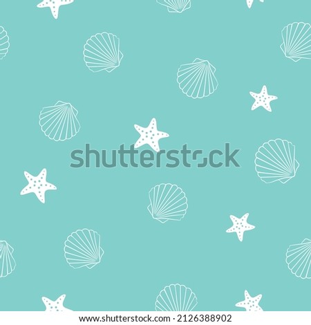 Star fish and shell seamless pattern