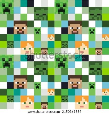 Video game inspired seamless repeat pattern