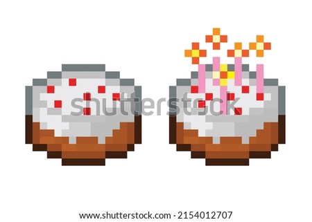 Games Concept, Resizable Vector, Pixel art, Cakes