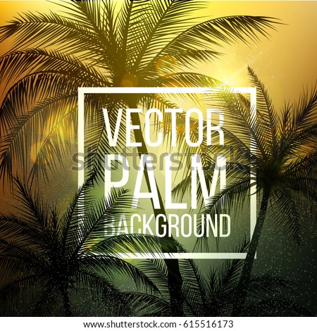 Palm Trees.Vintage toned palm trees.Palm background.
Vector illustration.EPS10
