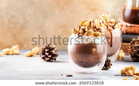 Similar – Image, Stock Photo Salted caramel frappe coffee served on glass