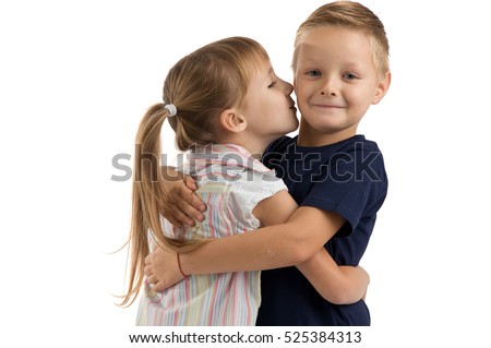 Friends Boy And Girl Hugging Each Other Stock Photo 525384313 ...