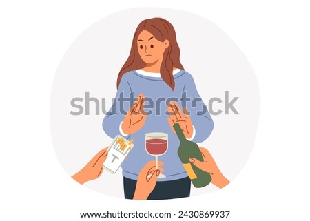 Image, Stock Photo Drunk alcoholic young girl lying on the floor feeling sick by drinking red wine, empty glass and bottle knock-out