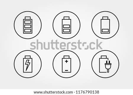 Vector line battery icon set.