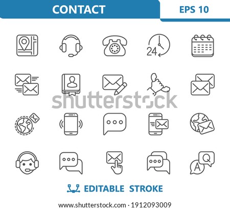 Contact Icons. Professional, pixel perfect icons. EPS 10 format.