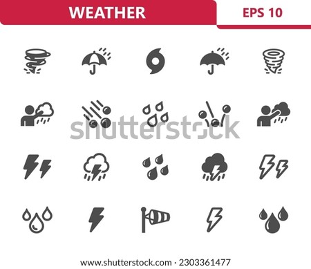 Weather Icons - Forecast, Storm, Rain, Raining. Professional, pixel perfect vector icon set.