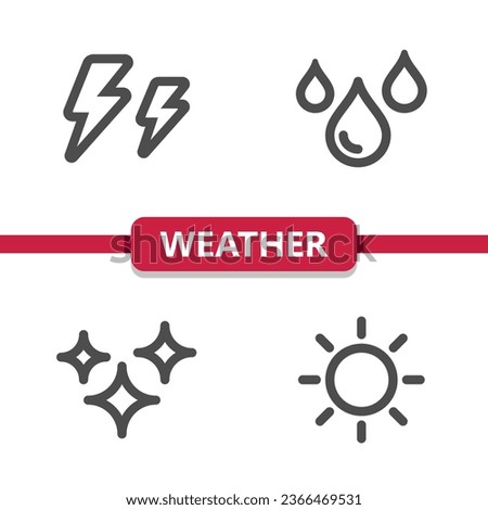 Weather Icons - Lightning Bolt, Storm, Rain, Raining, Droplet, Stars, Sun Vector Icon