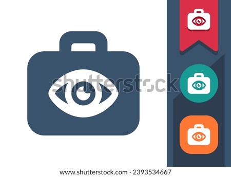 Briefcase Icon. Suitcase, Luggage, Baggage, Eye, Inspection. Professional, pixel perfect vector icon.