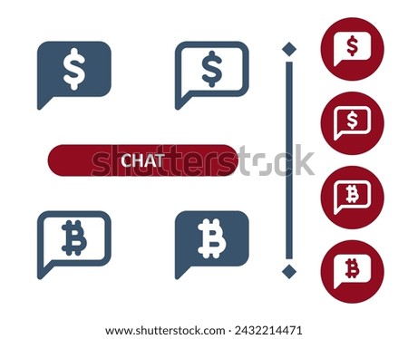 Chat Bubbles Icon. Speech Bubble, Comment, Dollar, Bitcoin, Cryptocurrency, Crypto Currency Icon. Professional, 32x32 pixel perfect vector icon.