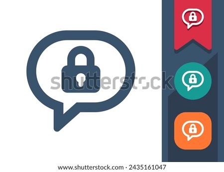 Chat Bubble Icon. Speech Bubble, Comment, Message, Lock, Locked, Security. Professional, pixel perfect vector icon.