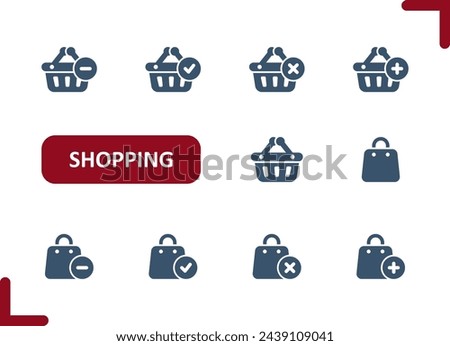 Shopping Icons. Shopping Cart, Shopping Basket, Shopping Bag, E-commerce Icon. Professional, pixel perfect vector icon set.
