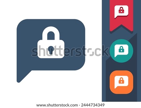 Chat Bubble Icon. Speech Bubble, Comment, Message, Lock, Locked, Security. Professional, pixel perfect vector icon.