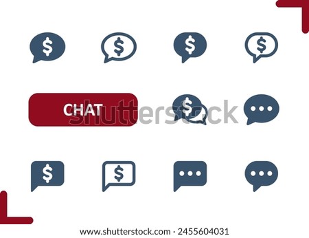 Chat Bubbles Icons. Speech Bubble, Message, Comment, Money, Dollar Icon. Professional, pixel perfect vector icon set.