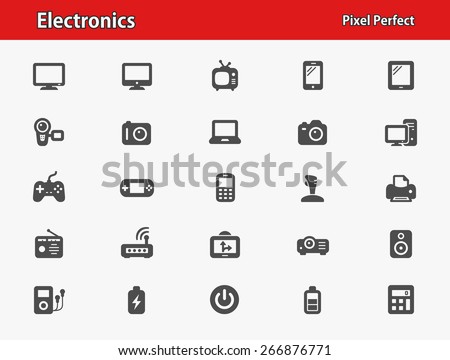 Electronics Icons. Professional, pixel perfect icons optimized for both large and small resolutions. EPS 8 format.