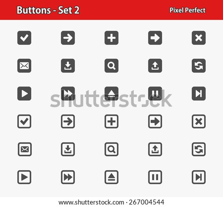 Buttons. Professional, pixel perfect icons optimized for both large and small resolutions. EPS 8 format.