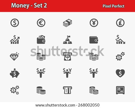 Money Icons. Professional, pixel perfect icons optimized for both large and small resolutions. EPS 8 format.