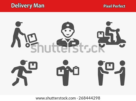 Delivery Man Icons. Professional, pixel perfect icons optimized for both large and small resolutions. EPS 8 format.
