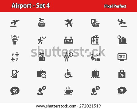 Airport Icons. Professional, pixel perfect icons optimized for both large and small resolutions. EPS 8 format.