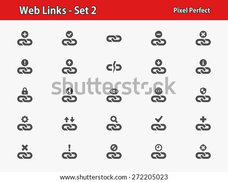 Web Links Icons. Professional, pixel perfect icons optimized for both large and small resolutions. EPS 8 format.