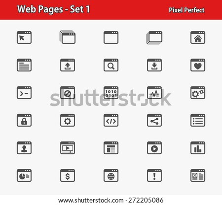 Web Pages Icons. Professional, pixel perfect icons optimized for both large and small resolutions. EPS 8 format.