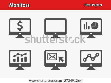 Monitors Icons. Professional, pixel perfect icons optimized for both large and small resolutions. EPS 8 format.
