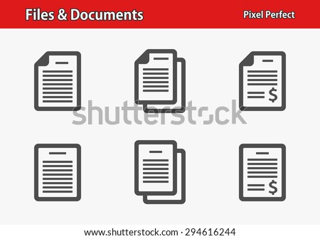 Files & Documents Icons. Professional, pixel perfect icons optimized for both large and small resolutions. EPS 8 format.