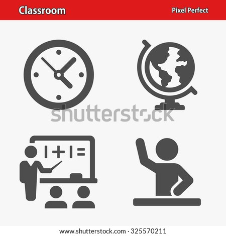 Classroom Icons. Professional, pixel perfect icons optimized for both large and small resolutions. EPS 8 format.