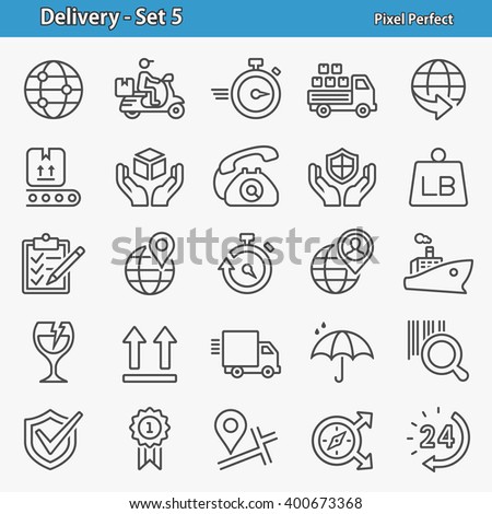 Delivery Icons. Professional, pixel perfect icons optimized for both large and small resolutions. EPS 8 format. 2x size for preview.