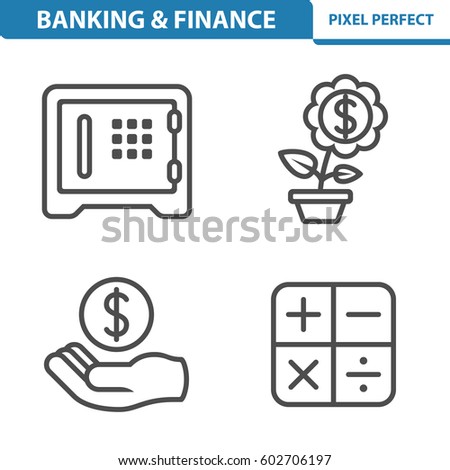 Banking & Finance Icons. Professional, pixel perfect icons optimized for both large and small resolutions. EPS 8 format. 5x size for preview.