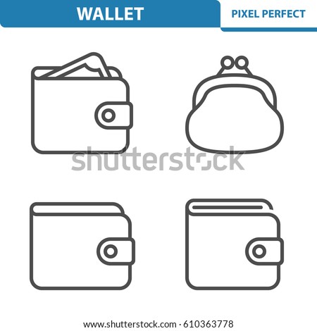 Wallet Icons. Professional, pixel perfect icons optimized for both large and small resolutions. EPS 8 format. 5x size for preview.