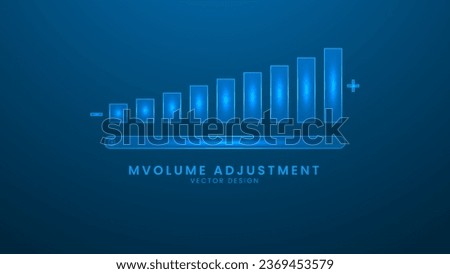 Volume adjustment high, medium and low. Vector illustration with light effect and neon