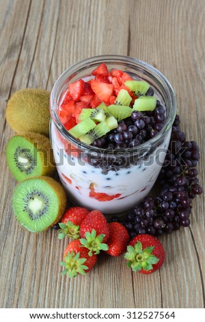 Fruits in Yogurt, Healthy Food, Dairy Food, Natural Food, Diet Food, Clean Food