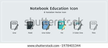 Line, Flat, Thin, Field, Colorful, Outline Style Notebook Education Icon Design