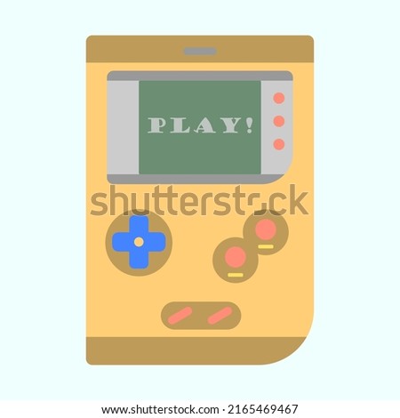This is a vector of a gameboy with soft blue background. Gameboy is one of so many game consoles.