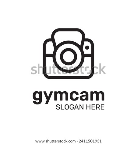 camera gym logo, kettlebell fitness gym, camera and kettlebell combined logo, modern and flat style logo