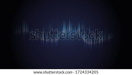 Sound wave. Dynamic vibration wallpaper. Abstract sound wave element on blue background. Music visualization, futuristic graphic element as digital equalizer. Frequency pulse modulation vector
