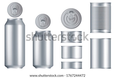 Similar – Image, Stock Photo Closed metal can placed on two colored plates on table