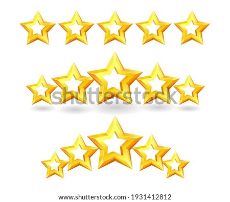 Rating star, success award, satisfaction review feedback. Five point evaluation opinion grade system rate, excellent quality advice, positive appraisal vector illustration isolated on white background
