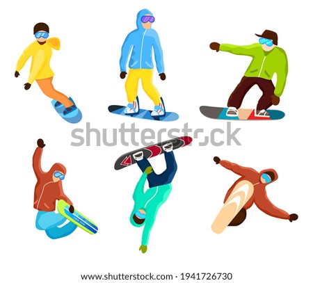 Agilidad y destreza de Snowboard aislados en blanco