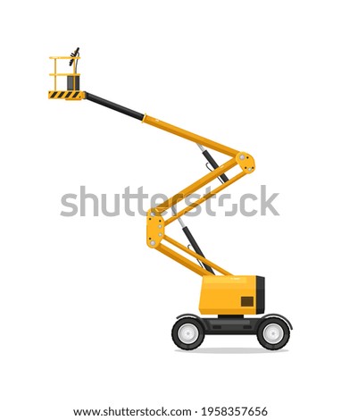 Boom lift on wheel isolated on white background