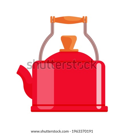 Red teapot cartoon isolated on white background