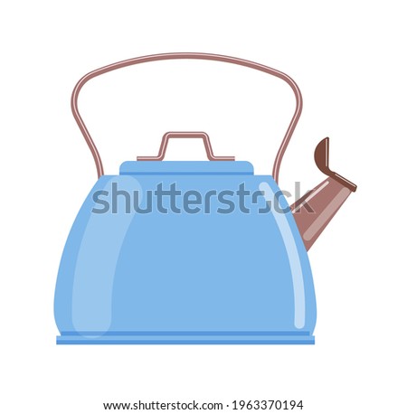 Blue teapot kettle isolated on white background