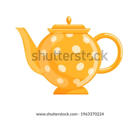 Dotted ceramic teapot isolated on white background