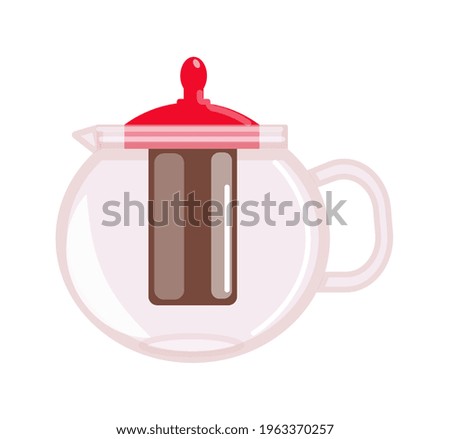 Transparent glass teapot isolated on white background