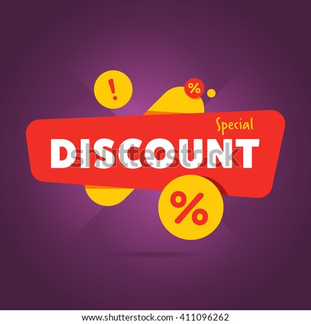 Discount tag with special offer sale sticker. Promo tag discount offer layout. Sale label with advertise offer design template. Sticker sign price isolated modern graphic style vector illustration.