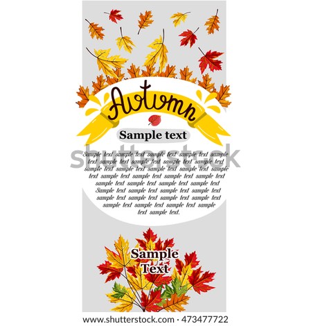 Autumn leaves fall on banner vector illustration. Background with design autumn elements. 
