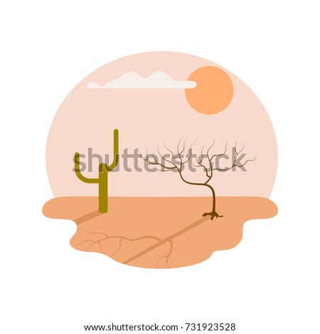 Drought desert isolated icon. Global warming and extreme climate. Warning about emergency situation vector illustration in cartoon style.