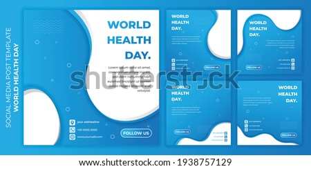 World health day design with Social media post template. set of social media post template with sporty blue design. good template for web banner or online advertising design.