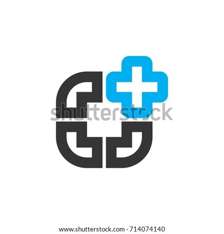 Square with plus logo design vector