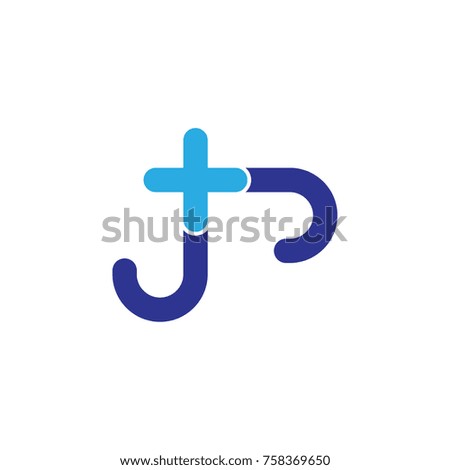 JP plus logo design vector